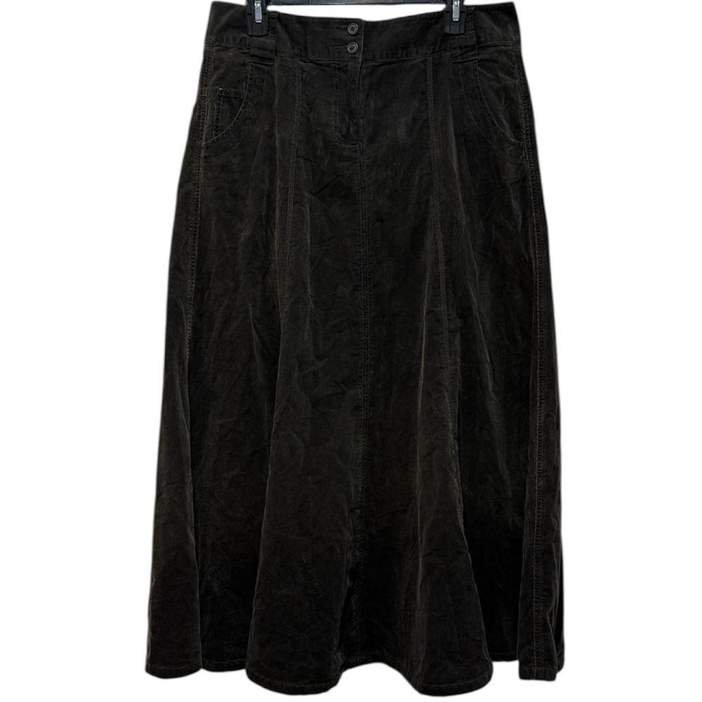 Cabi Y2K Corduroy Flare Maxi Skirt Sz 10 Olive Military Green Fall Staple Classi